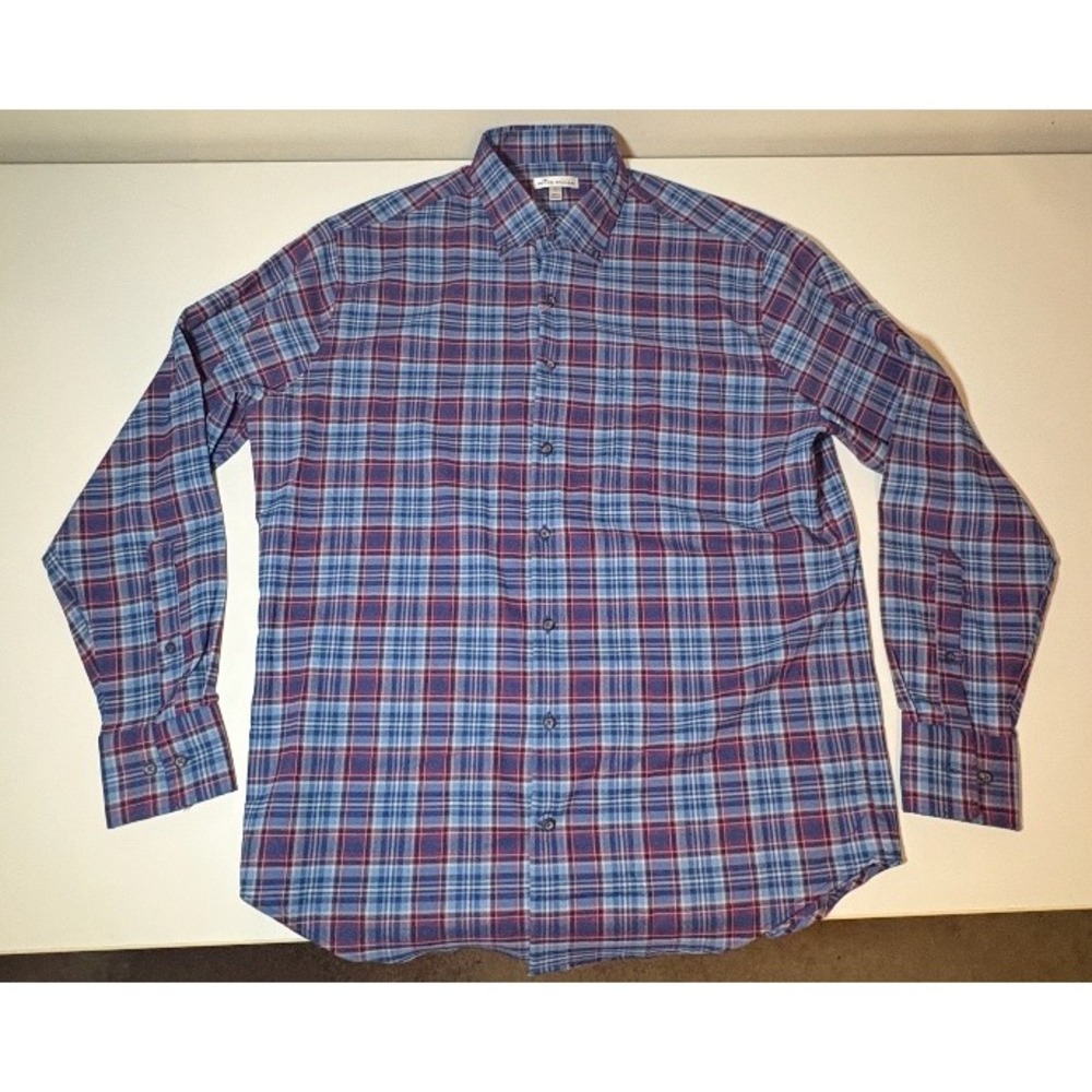 Peter Millar Crown Sport Button Down Plaid Shirt | NWT | Large